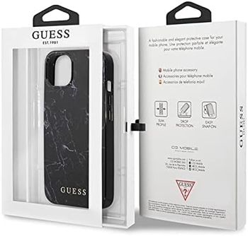 Guess PC/TPU Marble Design Case For iPhone 13 (6.1") - Black