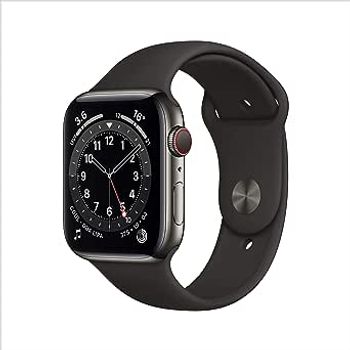 Apple Watch Series 6 (GPS + Cellular, 44mm) - Graphite Stainless Steel Case With Black Sport Band