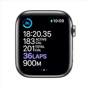 Apple Watch Series 6 (GPS + Cellular, 44mm) - Graphite Stainless Steel Case With Black Sport Band