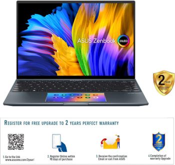 ASUS Zenbook 14X OLED UX5400ZB-KN096W (Pine Grey) 12th Gen Intel Core i7 16GB 512GB SSD, NV MX550 2GB VRAM, WIN11 HOME, 14" 2.8K OLED Touch display, Fingerprint, Backlit-Eng-Arb-KB