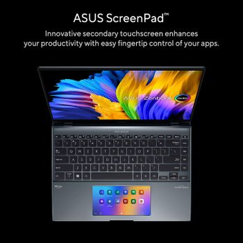 ASUS Zenbook 14X OLED UX5400ZB-KN096W (Pine Grey) 12th Gen Intel Core i7 16GB 512GB SSD, NV MX550 2GB VRAM, WIN11 HOME, 14" 2.8K OLED Touch display, Fingerprint, Backlit-Eng-Arb-KB