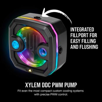 Corsair Hydro X Series, Xd3 Rgb Pump/Reservoir Combo (High-Performance Xylem Ddc Pwm Pump, Controlled, Compact Form Factor, Intergrated Reservoir, Customisable Lighting), Black