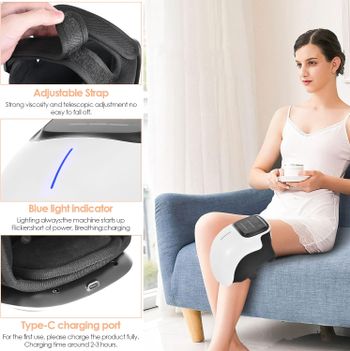 Smart Knee Massager, TOPQSC Three Heating Modes, LED Touch Button Screen, Type-C Interface Charging, Infrared and Carbon Fiber Heat Compress to Relieve Knee Fatigue and Pain