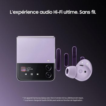 سماعات أذن بلوتوث Samsung Galaxy Buds2 Pro، لا سلكي حقيقي، إلغاء الضوضاء، جراب شحن، صوت عالي الجودة، مقاوم للماء، أرجواني بورا