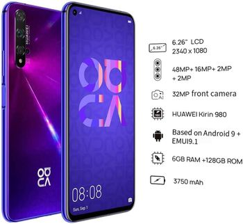 Huawei Nova 5T Dual-SIM 128GB + 6GB RAM Factory Unlocked 4G/LTE Smartphone (Midsummer Purple) - International Release