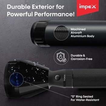 Impex Rechargeable LED Flashlight Black