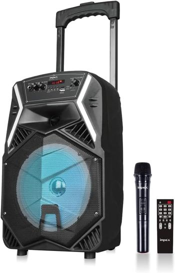 Impex TS-25B Multimedia Portable Trolley Speaker With Mic And LED Light Black