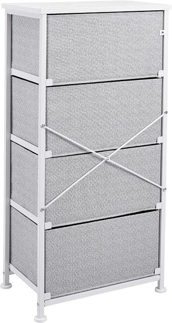 Fabric 4-Drawer Storage Organizer Unit for Closet - White