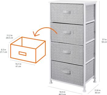 Fabric 4-Drawer Storage Organizer Unit for Closet - White