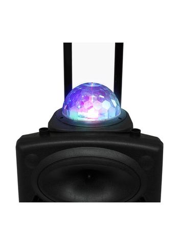 Impex TS -81 Portable Bluetooth Speaker, LED Lights, 12" Woofer, 1.5" Tweeter, Trolley & Wheels, USB SD Card AUX FM Inputs, 3,600 mAh Rechargeable Battery, Indoor Outdoor Wireless Loud Speaker