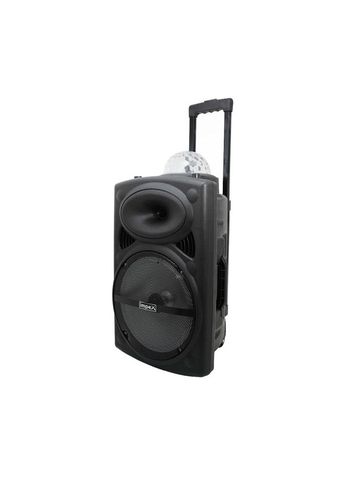 Impex TS -81 Portable Bluetooth Speaker, LED Lights, 12" Woofer, 1.5" Tweeter, Trolley & Wheels, USB SD Card AUX FM Inputs, 3,600 mAh Rechargeable Battery, Indoor Outdoor Wireless Loud Speaker