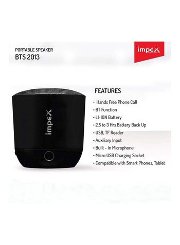 Impex Rechargeable Multimedia Bluetooth Speaker BTS2013 Black