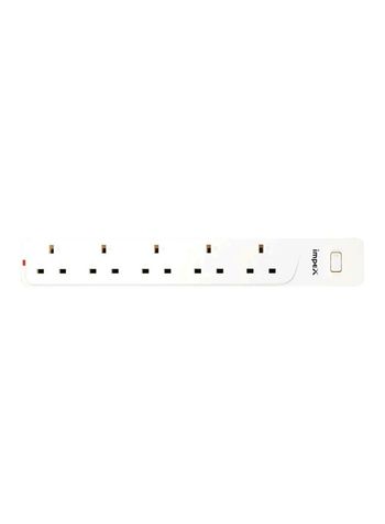 Impex 5-Way Power Socket White 3meter