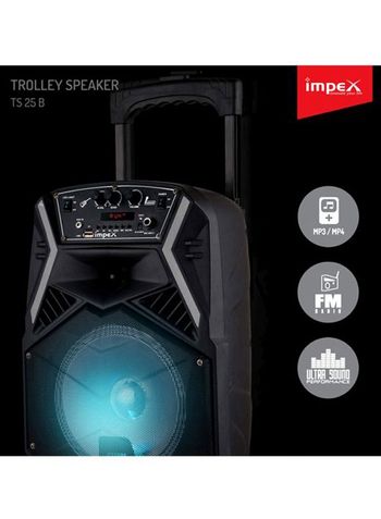 Impex TS-25B Multimedia Portable Trolley Speaker With Mic And LED Light Black