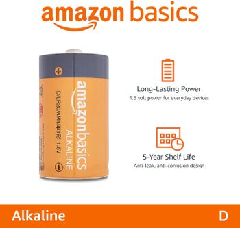 12-Pack D Cell Alkaline All-Purpose Batteries, 1.5 Volt