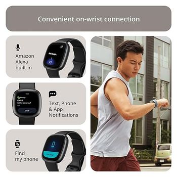 Fitbit Fitness Activity Tracker Versa 4 Smart Watch Black - Graphite Aluminum