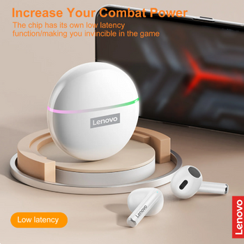 Lenovo Thinkplus XT97 Bluetooth Wireless Mini TWS Earbuds With Flash LED Light & Mics - White