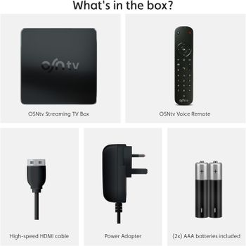 OSNtv 4K Streaming TV Box With 6 Months Subscription, Voice Remote Control, Wi-Fi and Ethernet, Powered by Android 11.0 - Black