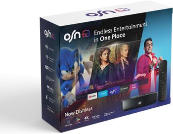 OSNtv جهاز بث تلفزيوني بدقة 4K مع اشتراك لمدة 6 أشهر وجهاز تحكم عن بعد صوتي وواي فاي وإيثرنت، مدعوم بنظام Android 11.0 - أسود