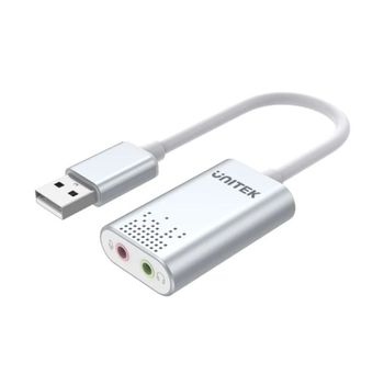 Unitek USB 2.0 Stereo Audio Adapter, Silver Color