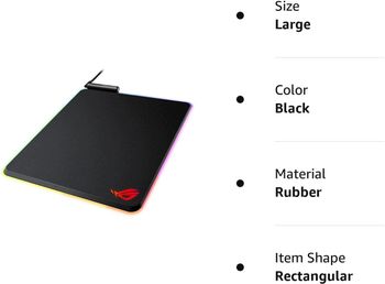 ASUS ROG Balteus RGB Gaming Mouse Pad - USB Port | Aura Sync RGB Lighting | Hard Micro-Textured Gaming-Optimized Surface & Nonslip Rubber Base