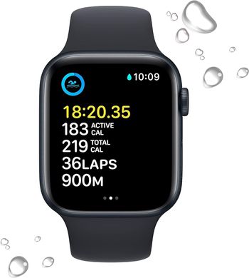 Apple Watch SE (2nd generation) (GPS, 44mm) Smart watch - Midnight Aluminium Case with Midnight Sport Band - Regular. Fitness & Sleep Tracker, Crash Detection, Heart Rate Monitor, Water Resistant