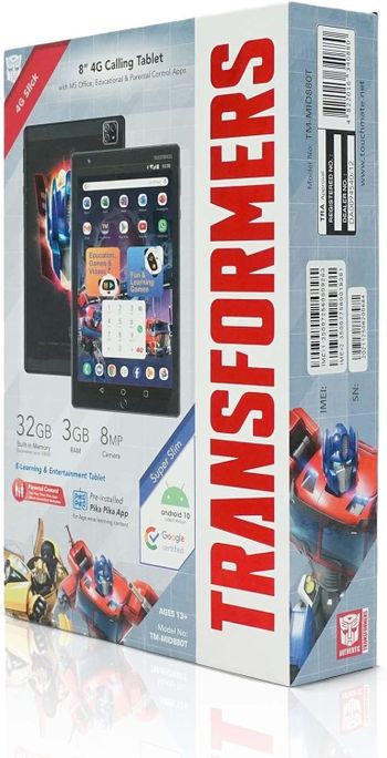 TRANSFORMERS 8” 4G Dual Sim, Calling Tablet with MS Office 32GB, 3GB RAM, Android 10 (TM-MID880T)