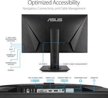 Asus VG278QR 27” Gaming Monitor 165Hz Full HD (1920 x 1080) 0.5ms G-SYNC Eye Care Display Port HDMI DVI