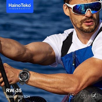 Haino teko RW-35 smartwatch Germany 2023 model AMOLED with 3 pair straps-Black