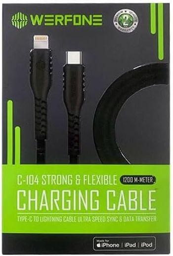 Werfone Charging Cable  1.2m Type C to Lightning - Black