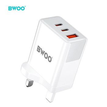 BWOO UK Charger High Power Fast Charging PD+QC 40W, ACC UK 3 Port Portable Travel Wall Charger