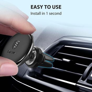 Baseus Magnetic Air Vent Car Mount Holder with cable clLightning Black, Multicoloured, /12.7 x 5.1 x 5.1 Cm.