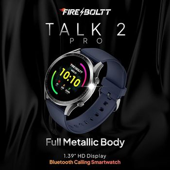 Fire-Boltt Talk 2 Pro Bluetooth Calling Smartwatch, 1.39" TFT Display with Dual Button, Hands On Voice Assistance, 120 Sports Modes, in Built Mic & Speaker with IP68 Rating -Blue