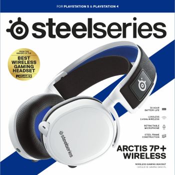 SteelSeries Arctis 7P+ Wireless Gaming Headset – Lossless 2.4 GHz – 30 Hour Battery Life – USB-C – 3D Audio – For PS5, PS4, PC, Mac, Android and Switch - White