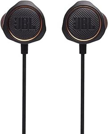 JBL Quantum 50 Wired In-Ear Gaming Headset with Volume Slider, Mic Mute, Inline Voice-Focus Mic, Realistic Soundstage, Twistlock Technology, Ultra-Soft Silicon, PC and Consoles Compatible -Black