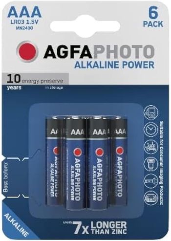 AGFAPHOTO Alkaline Long Lasting Power LR03 AAA Pack of 6 Batteries - 1.5V