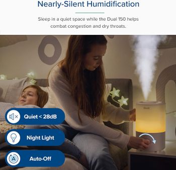 LEVOIT 3L Humidifiers for Bedroom Baby Room with Night Light, Cool Mist Humidifier for Home, Office & Plant, Auto-Off, Up to 25H for 27 ㎡, Quiet Operation with 360° Rotation Nozzle- 2 Filter Sponge