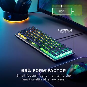 ROCCAT Vulcan II Mini – 65% Optical PC Gaming Keyboard with Customizable RGB Illumination, Detachable Cable, Button Duplicator, Aluminum Plate, 100M Keystroke Durability - Black (ROC-12-043)