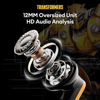 Transformers True Tf-T11 Wireless Earbuds Bluetooth 5.4 Headphones Stereo Bass Earphones, Noise Cancelling - Yellow