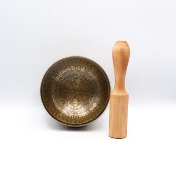 Authentic Himalayan Singing Bowl Single Set Vibrant Design Handcrafted in Nepal Includes Traditional Wooden Striker – Ideal for Healing, Mindfulness, Meditation, and Yoga 385 Grams - Blue