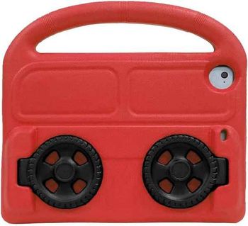 KM Car wheel iPad Mini Case for Kids, Design Silicone Handle Stand Lightweight Shockproof case Compatible for Apple iPad Mini 1 2 3 4 & 5 - Red