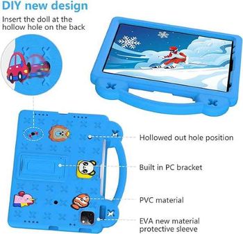 KM Shockproof Case Compatible with iPad 9th 10.2 Inch 2021 I pad pro 10.5 inches 2017 Ipad Air 3 10.5inches 2019 Kids Cover with Pencil Holder/Handle/Stand - Sky Blue