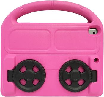 KM Car wheel iPad Mini Case for Kids, Design Silicone Handle Stand Lightweight Shockproof case Compatible for Apple iPad Mini 1 2 3 4 & 5 - Red