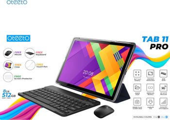 Oteeto TAB 11 Pro Tablet 10.1 Inch IPS LCD/8GB RAM + 512 GB ROM/5G Network/6000 mAh/8MP Front + 13MP Rear Camera/Octa Core 1.3GHz/Android 13/Includes Keyboard Touch Pen Mouse - Blue