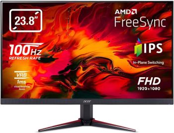 أيسر نيترو VG240YEbmiix 23.8" شاشة ألعاب FHD IPS مقاس 1 مللي ثانية وسرعة 100 هرتز مع تقنية FreeSync