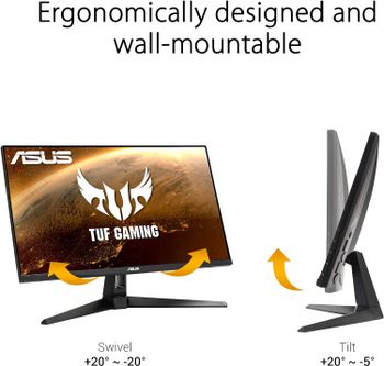 ASUS TUF Gaming 27" 2K HDR Monitor (VG27AQ1A) - QHD (2560 x 1440), IPS, 170Hz (Supports 144Hz), 1ms, Extreme Low Motion Blur, Speaker, G-SYNC Compatible, VESA Mountable, DisplayPort, HDMI