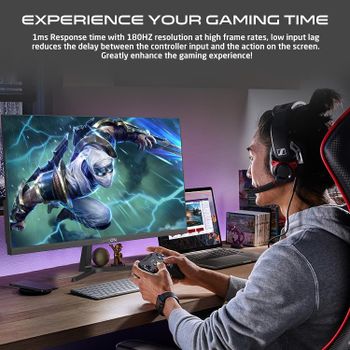 GAMEON GOPS24180IPS Pro-Series,Black Gaming Monitor 24 Inch,1920x1080p FHD IPS Panel,180Hz Refresh Rate,0.5ms Response Time,Adjustable Stand, Supports Adaptive Sync & G-Sync Compatible,Tilt Adjustment