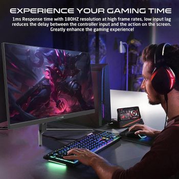 GAMEON GOPS24180IPS Pro-Series,Black Gaming Monitor 24 Inch,1920x1080p FHD IPS Panel,180Hz Refresh Rate,0.5ms Response Time,Adjustable Stand, Supports Adaptive Sync & G-Sync Compatible,Tilt Adjustment