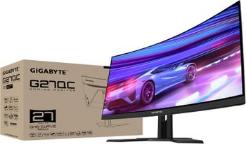 GIGABYTE G27QC 27" 165Hz 1440P Curved Gaming Monitor, 2560 x 1440 VA 1500R Display, 1ms (MPRT) Response Time, 92% DCI-P3, HDR Ready, FreeSync Premium, 1x Display Port 1.4 - Black