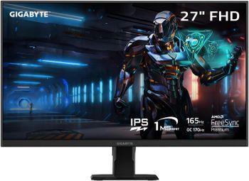 GIGABYTE GS27F 27" 165Hz 1080P Gaming Monitor, 1920 x 1080 SS IPS Display, 1ms (MPRT) Response Time, HDR Ready, FreeSync Premium, 1x Display Port 1.4, 2X HDMI 2.0,Black